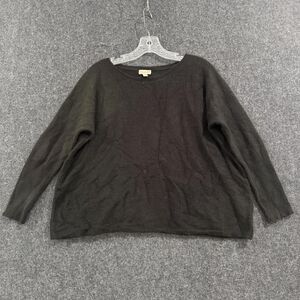 Garnet Hill Sweater Women's Small Black 100% Cashmere Crewneck Pullover Knit